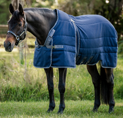 Horseware Rambo Optimo Stable Rug Bib Front HeavyWeight 400g Navy/Grey 5'6'-7'3'