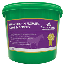 Global Herbs Hawthorne Flower Leaf and Berries Cardiovascular Horse Supplement 1kg