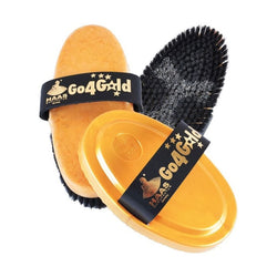HAAS Go 4 Gold Set 1 x Horsehair Body Brush and 1 x Curry Comb In Gold Edition