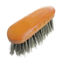 Hy Equestrian Luxury Flick Dandy Brush With Finger Slots Wooden Handle Large Tan