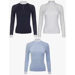 LeMieux Olivia Long Sleeve Show Shirt Technical Wicking Top White/Navy/Mist 6-18
