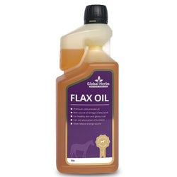 Global Herbs Flax Oil Omega 3 6 9 Skin and Coat Joint Immunity Horse Supplement 1L