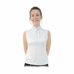 HyFASHION Katherine Ruffle Sleeveless Summer Show Shirt Lace Back White XS-XL