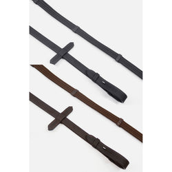 Whitaker Ready To Ride Webbed Continental Reins Pre-Oiled Leather Black/Brown