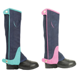 Hy Equestrian Belton Children?s Half Chaps Navy/Teal Navy/Pink S - XL
