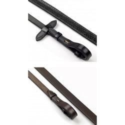 Whitaker Lynton 5/8' Rubber Reins Genuine Leather with Dimpled Grip Black/Brown