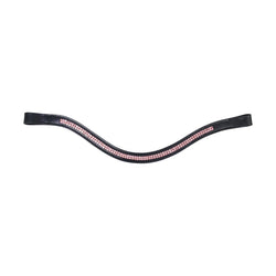 Hy Equestrian Rosciano Rose Gold Brow Band Curved Diamante Browband Brown/Black