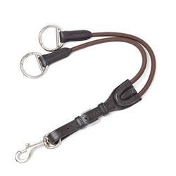 EcoRider Elasticated Running Martingale Attachment Clip Ring Leather Black/Brown