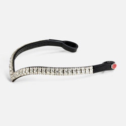 Whitaker Lynton V-Shaped Crystal Diamante Blingy Leather Browband Black/Havana