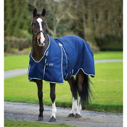 Horseware Rambo Optimo Stable Sheet Microfibre Travel Rug with Bib Navy 5'6-7'3'