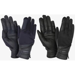 LeMieux Hybrid Riding Gloves Warm Fleece Lined Thin Soft Shell Grip Black/Navy