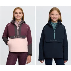 LeMieux Young Rider Bailey Waterproof Anorak 1/2 Zip Fleece Lined Bramble/Navy
