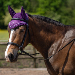 Gallop Classic Crochet Fly Veil With Lycra Stretch Ears Ear Bonnet Hood Purple