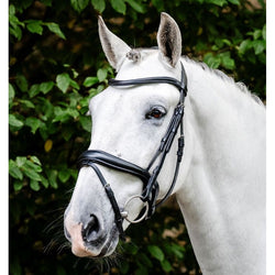 Horseware Dressage Flash Bridle Padded With Elegant Curved Browband Black/Brown