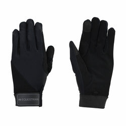 Hy Equestrian Hy5 Adults Absolute Fit Riding Gloves Synthetic Suede Palm Black