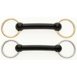 Lorina Loose Ring Nylon Mullen Mouth Bradoon Snaffle Show Bit Steel/Brass Rings