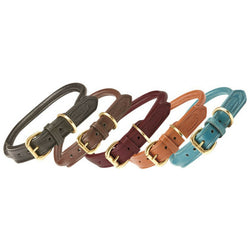 WeatherBeeta Rolled Leather Dog Collar Soft Supple and Strong With Brass Fittings