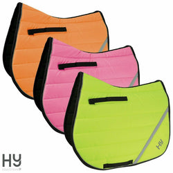 HyVIZ Reflector Hi Viz Comfort Pad Saddlepad Pink/Yellow/Orange Pony/Cob/Full