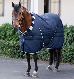 Horseware Newmarket Cosy Stable Rug Fleece Collar Light 100g Navy 5'6''-7'3''