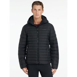 LeMieux Mens Hooded Puffer Jacket Short Coat Wind/Water Resistant Black/Navy