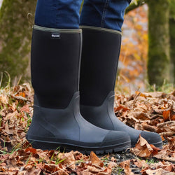 Brogini Hawkswick Mens Light Neoprene Lined Waterproof Muck Boot Wellies Black