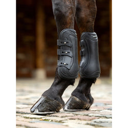 LeMieux Capella 3 Strap Tendon Boots Leather Elastic SJ Show Jumping Black/Brown
