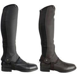 Hy Equestrian Adults Synthetic Combi Leather Half Chaps Gaiter Black/Brown XS-XL