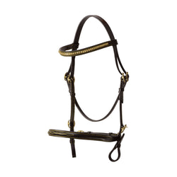 Hy Equestrian In-Hand Bridle With Brass Clencher Browband and Fancy Stitching