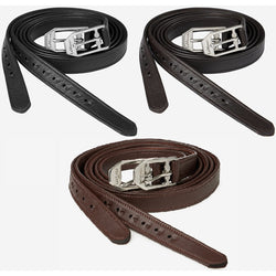 LeMieux Arika Stirrup Leathers Close Contact Nylon Core Brown/Black 130cm-160cm