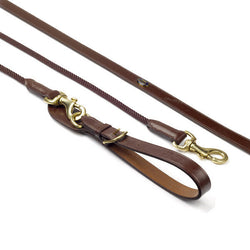 Whitaker Rope and Leather Draw Reins + Brass Hardware Black/Havana Full Size
