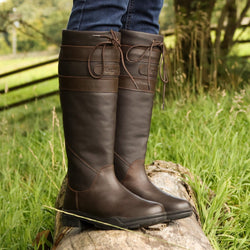 Brogini Longridge Easy Care Country Boots Waterproof Lined Yard Walking Brown