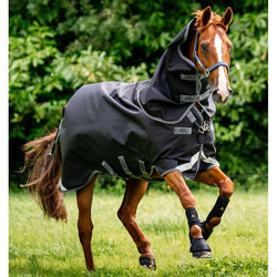 Horseware Rambo 1680D 100g Turnout Rug Plus Hood Lightweight Black Navy 5'6-7'3'