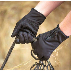 Hy Equestrian Stalactite Zip Riding and General Gloves Softshell Material Adults