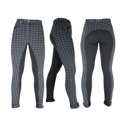 Hy Equestrian Ladies Harby Everyday Plaid Full Seat Jodphurs Navy/Black 24-32'