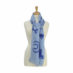 HyFASHION Ladies Eauestrian Balmoral Lightweight Scarf Blue/Coral/Light Pink