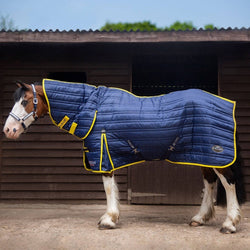 Gallop Trojan 200G Medium Weight Fixed Neck Stable Rug Quilt Combo Navy 5'6-7'0'