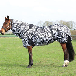 Hy Equestrian StormX Original Sweet Itch Zebra Print Fine Mesh Fly Rug 4'6'-7'3'