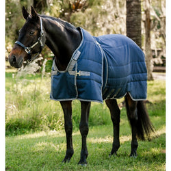 Horseware Rambo Optimo Stable Rug Bib Front HeavyWeight 400g Navy/Grey 5'6'-7'3'