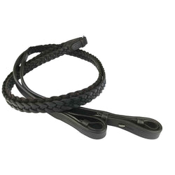 EcoRider Plaited Reins Braided Soft Eco Leather Grip Showing Reins Black/Brown