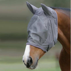 Mark Todd Lightweight Mesh Protective Fly Mask with Ears Grey Pony/Cob/Full