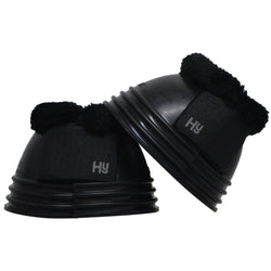 Hy Equestrian Ringed Fleece Topped Over Reach Boots Anti-Rub Black XS/S/M/L/XL
