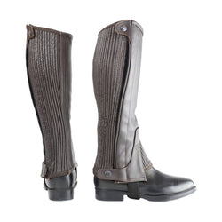Hy Equestrian Leather Half Chaps With Durable Elasticated Calf Brown XS - L