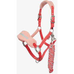 LeMieux Harlow Vogue Headcollar and Leadrope Adjustable Fleece Lined Coral Crush