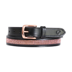 Hy Equestrian Rosciano Rose Gold Belt with Rose Gold Diamante Detail Black/Brown