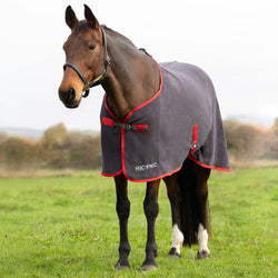 Hy Equestrian HyCONIC Fleece Rug Wicking Travel Cooler Charcoal/Red 4'6'-7'3'
