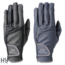 Hy Equestrian Hy Sport Active Young Rider PU Horse Riding Gloves Black/Grey S-XL