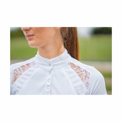 HyFashion Laila Lace Detail Short Sleeved Technical Show Shirt Navy/White XS-XL