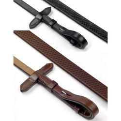 Whitaker Lynton 5/8' Rubber Reins Genuine Leather with Dimpled Grip Black/Brown