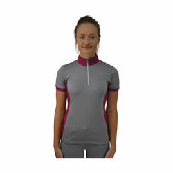 HyFASHION Arabella Sports Shirt Breathable Quick Dry Material Grey/Pink XS-XL