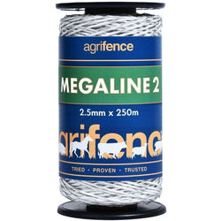 Agrifence Megaline 2 Superior Polywire Conductive Electric Fence Rope White 250m